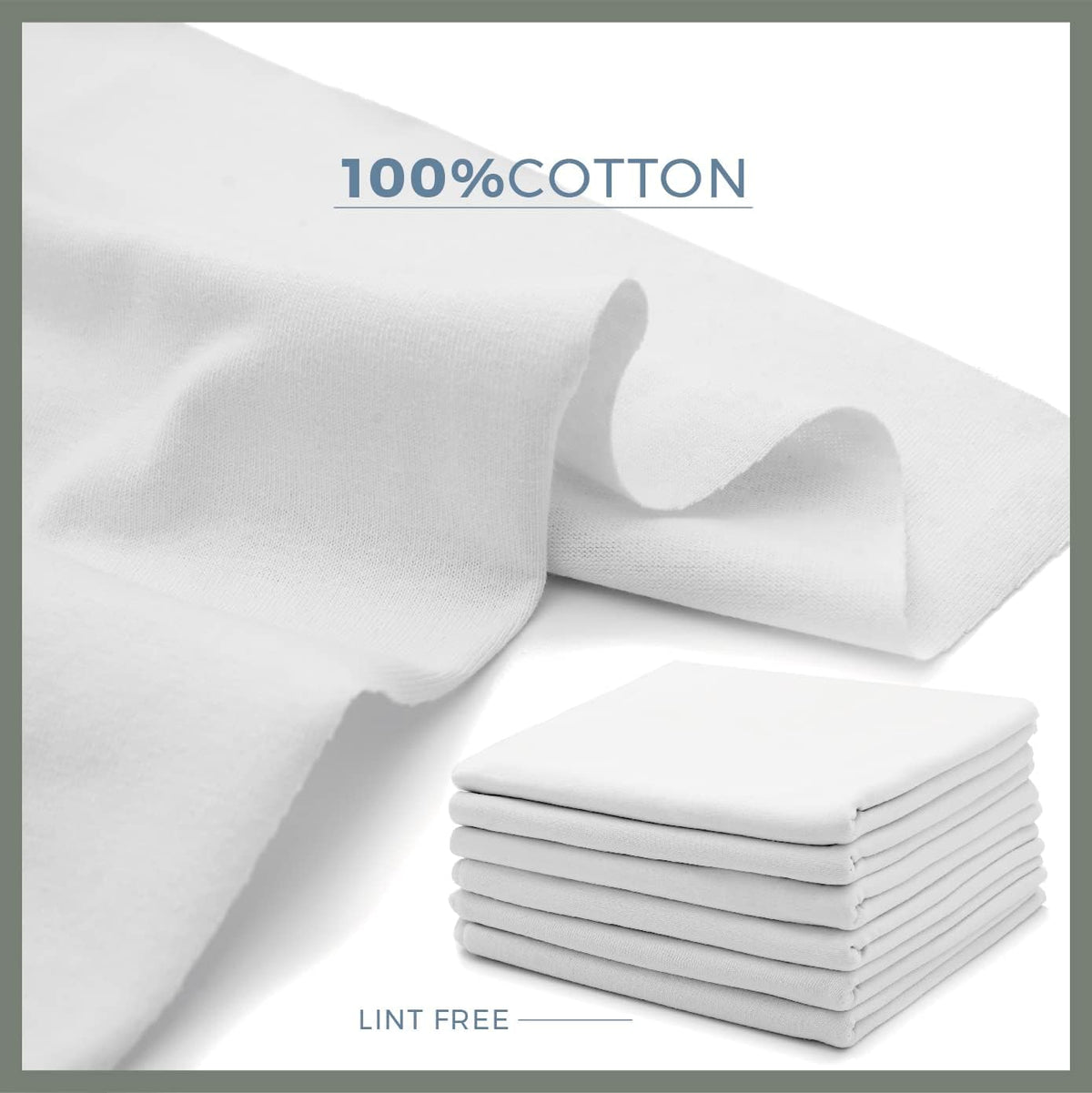 Pack of 50 Valengo Cotton Rags Soft, Lint-Free & Absorbent 17"x 17"