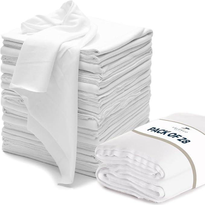 Pack of 28 Valengo Cotton Rags Soft, Lint-Free & Absorbent 17"x 17"