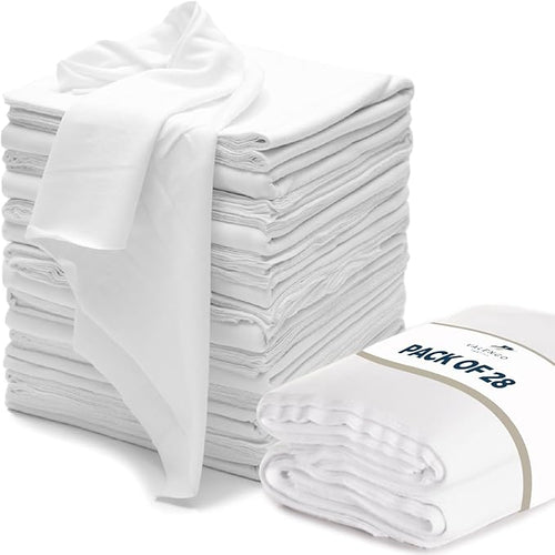 Pack of 28 Valengo Cotton Rags Soft, Lint-Free & Absorbent 17"x 17"