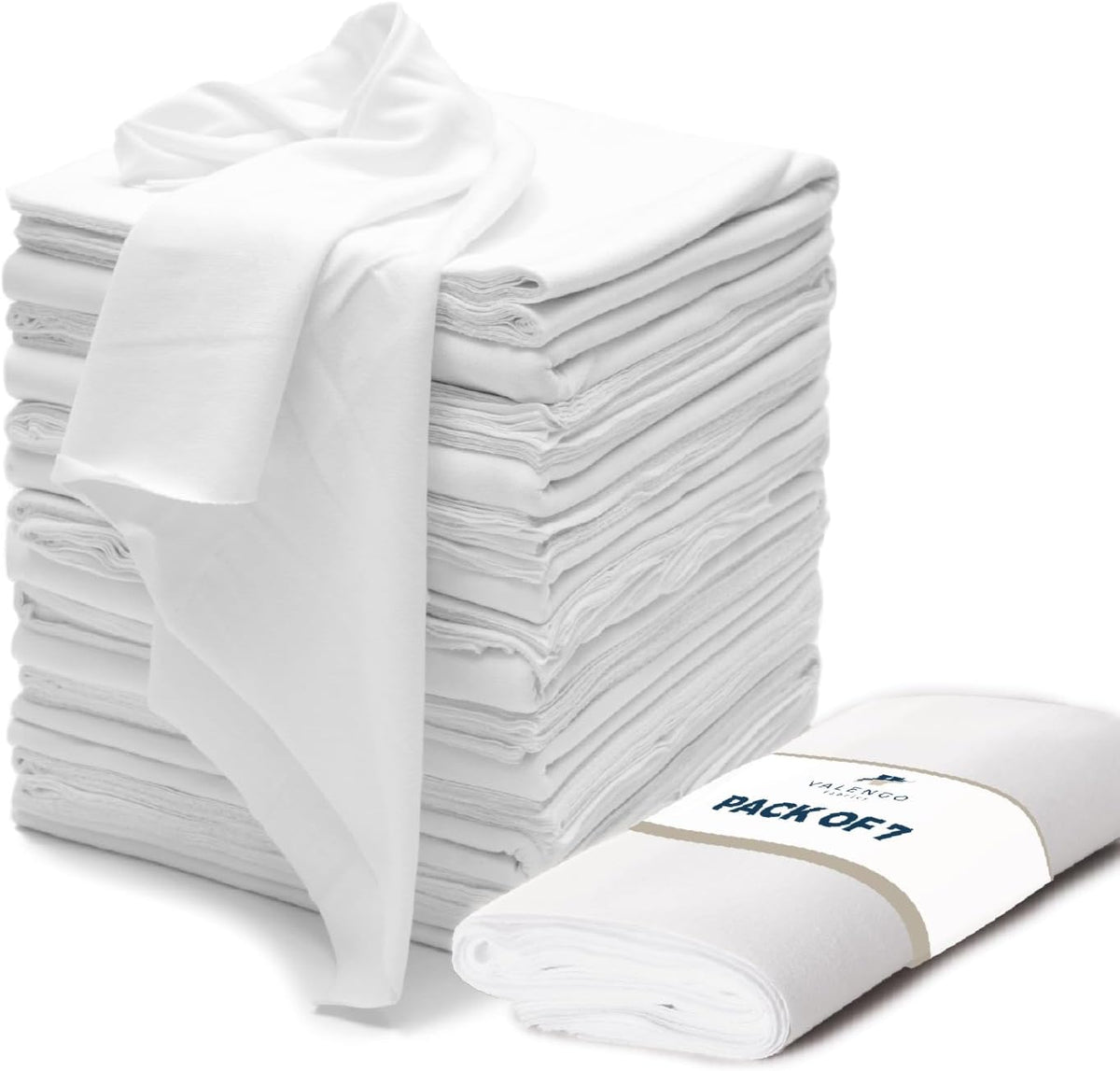 Pack of 7 Valengo Cotton Rags  Soft, Lint-Free & Absorbent  17"x 17"